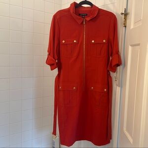 Sharagano NWT 14 Dark coral zipper dress